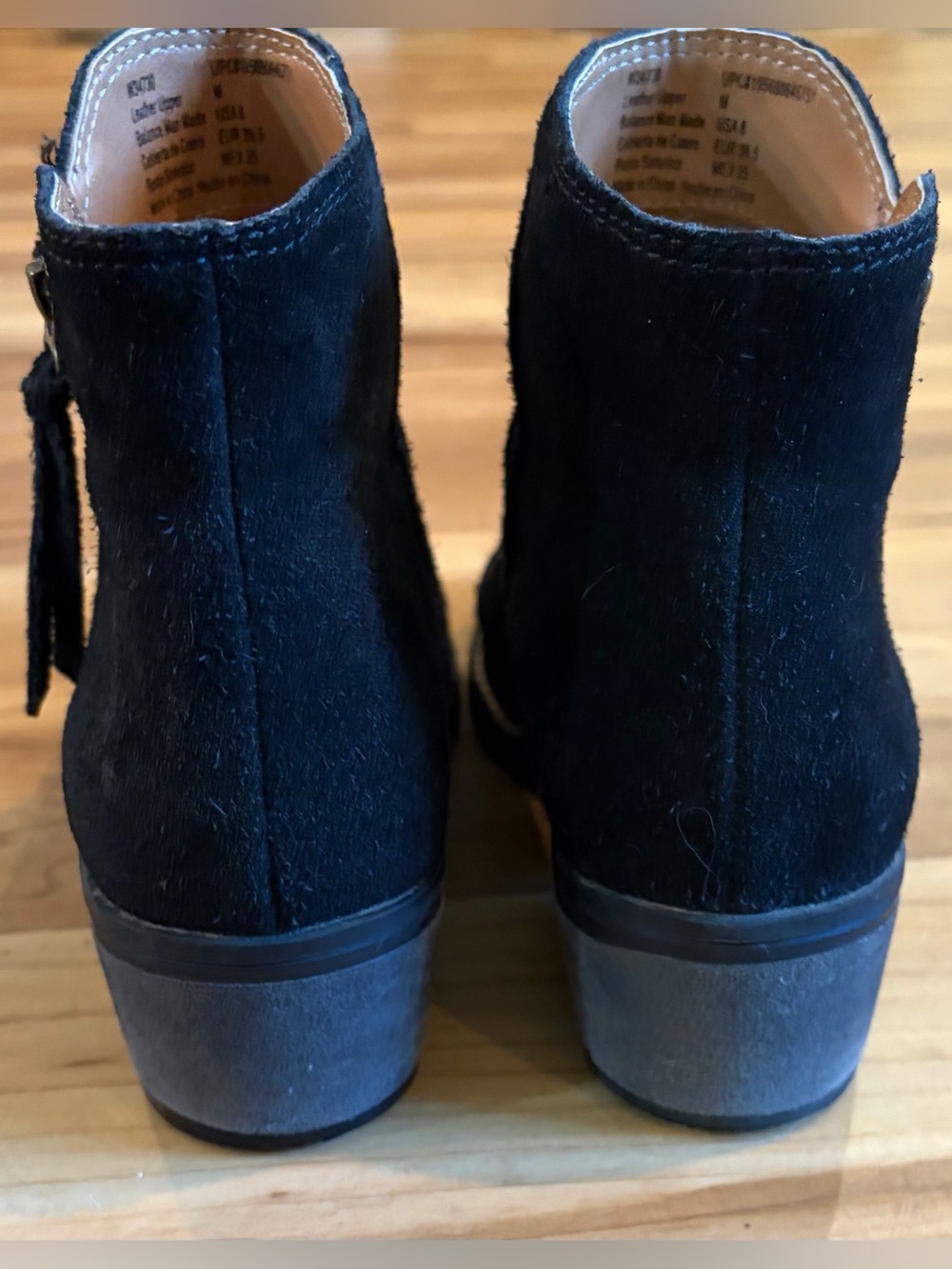 Genuine Black Suede Altos Ankle Boots, Side Zip, 2 inch Block Heel, Size 8 - Picture 5 of 11